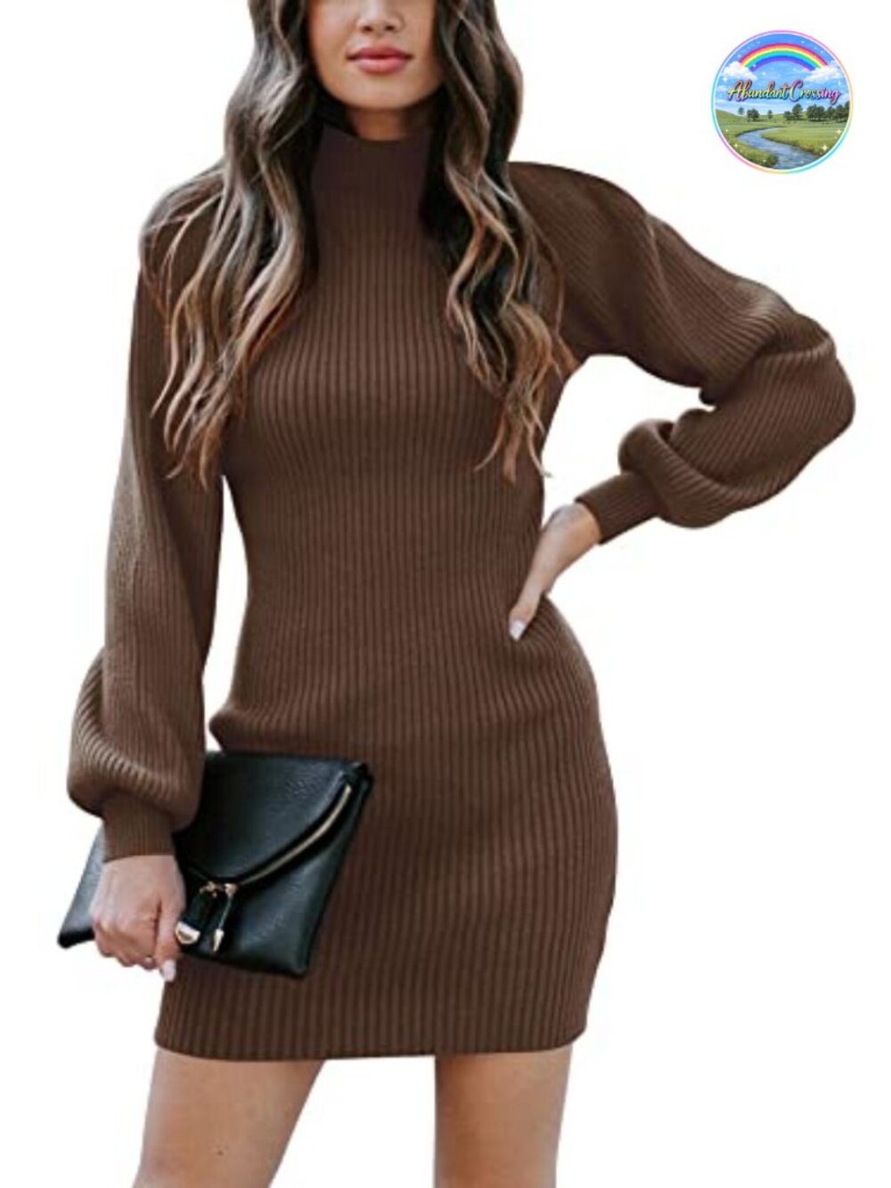 Womens Long Sleeve Turtleneck Bodycon Mini Sweater Dress Slim Fit